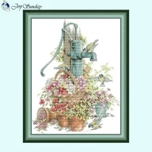 Joy Sunday Cross Stitch Taps and Flowers DIY Still Life Pattern