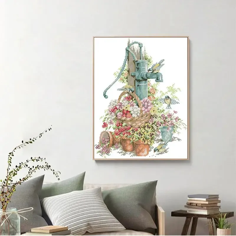 Joy Sunday Cross Stitch Taps and Flowers DIY Still Life Pattern