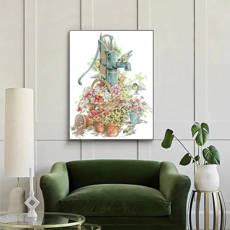 Joy Sunday Cross Stitch Taps and Flowers DIY Still Life Pattern
