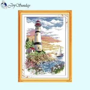 Joy Sunday Lighthouse Scenery Pattern Cross Stitch