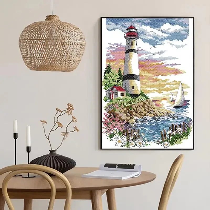 Joy Sunday Lighthouse Scenery Pattern Cross Stitch