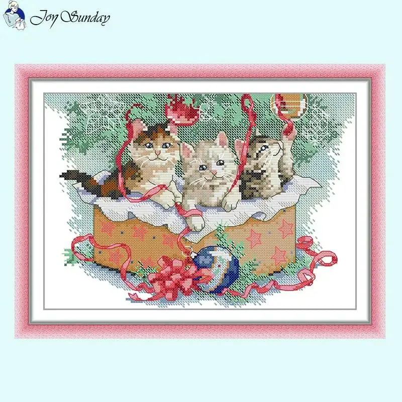 Joy Sunday Three Kittens Cartoon Cross Stitch