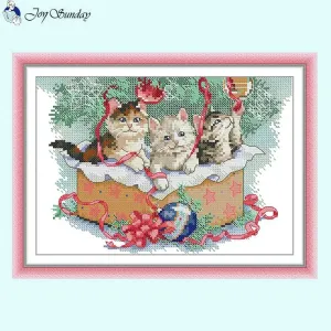 Joy Sunday Three Kittens Cartoon Cross Stitch
