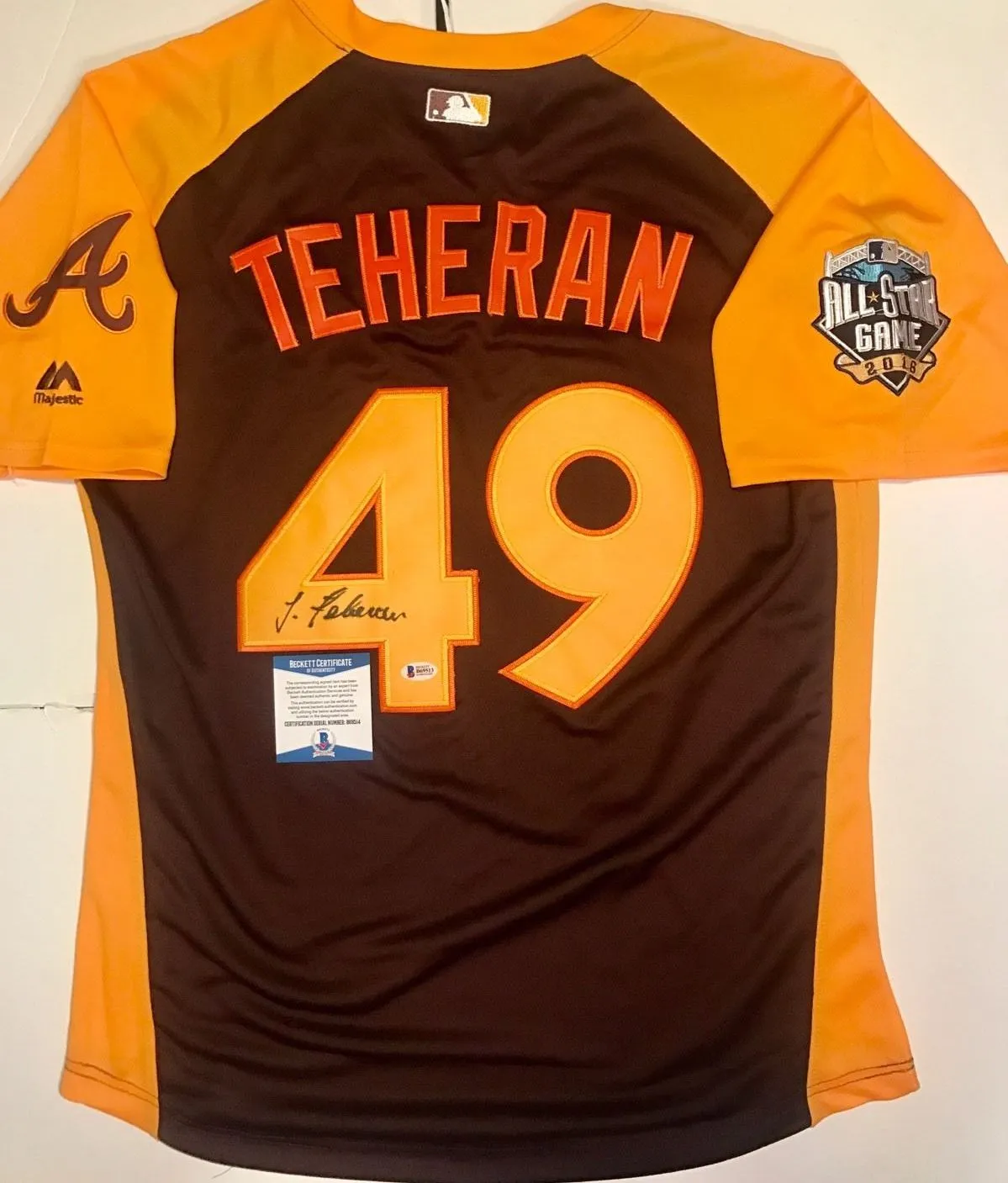 Julio Teheran Signed Autographed Atlanta Braves 2016 All-Star Game Baseball Jersey (Beckett COA)