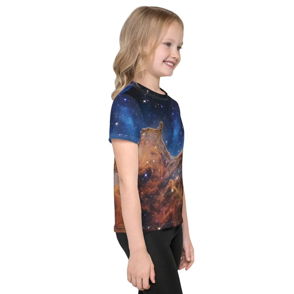 JWST Cosmic Cliffs Carina Nebula Kids T-Shirt (Toddler–Teen)