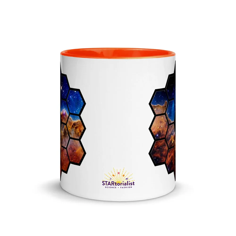 JWST Mirror Cosmic Cliffs Carina Nebula Mug with Color Inside