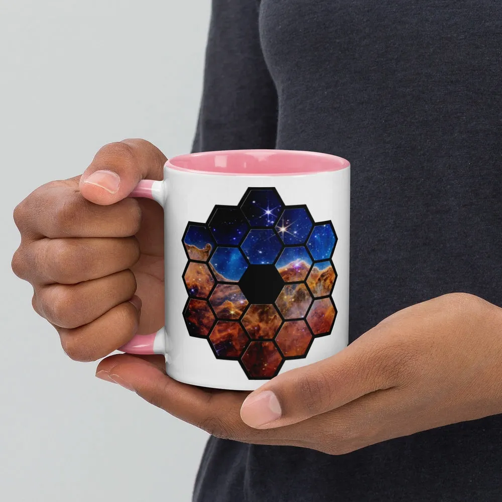 JWST Mirror Cosmic Cliffs Carina Nebula Mug with Color Inside