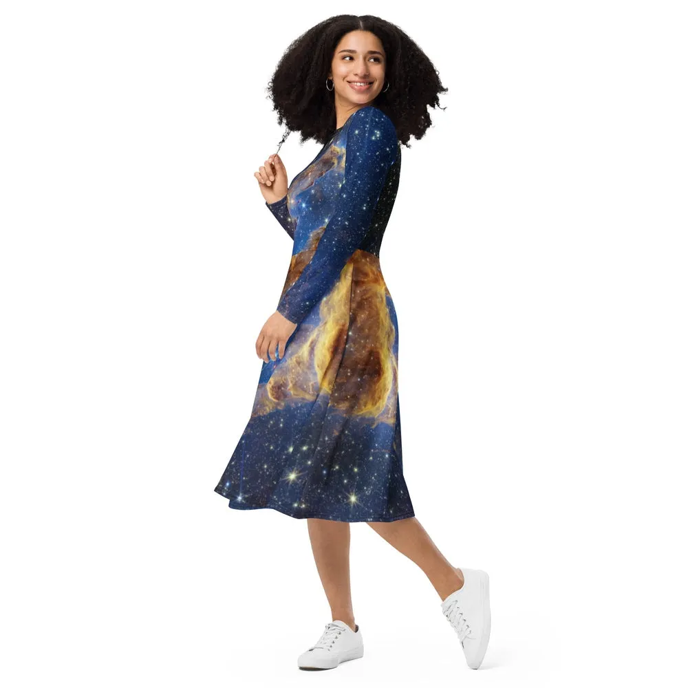 JWST Pillars of Creation Long-Sleeve Midi Dress with Pockets