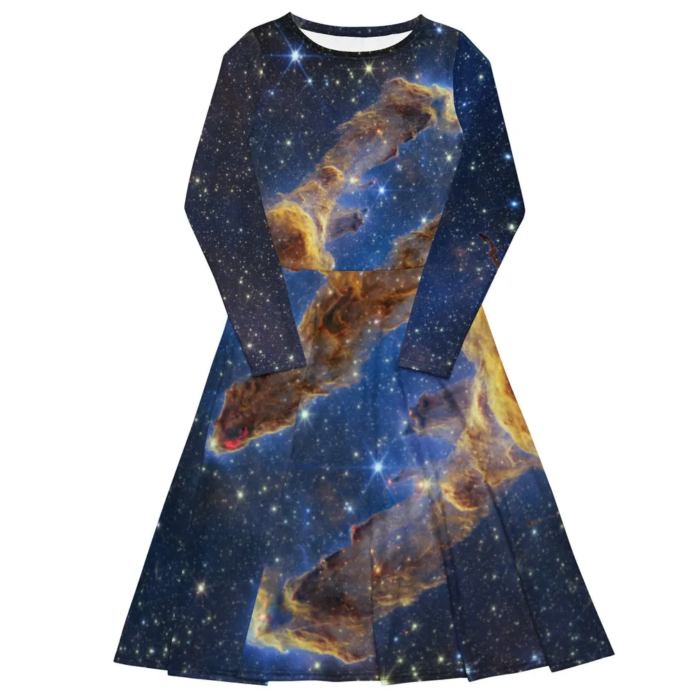 JWST Pillars of Creation Long-Sleeve Midi Dress with Pockets