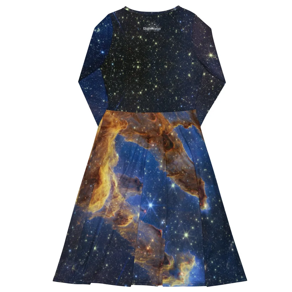 JWST Pillars of Creation Long-Sleeve Midi Dress with Pockets