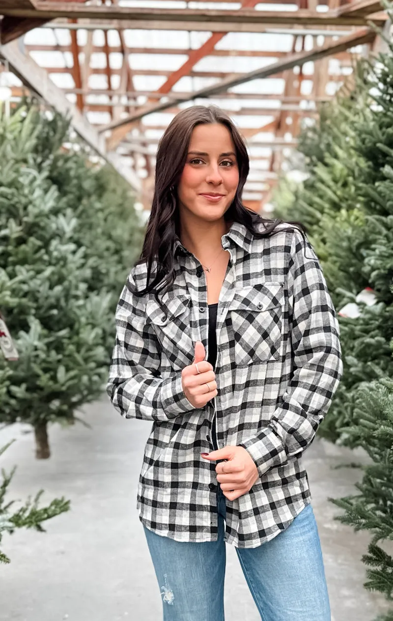 KC Flannel - Grey & White Plaid