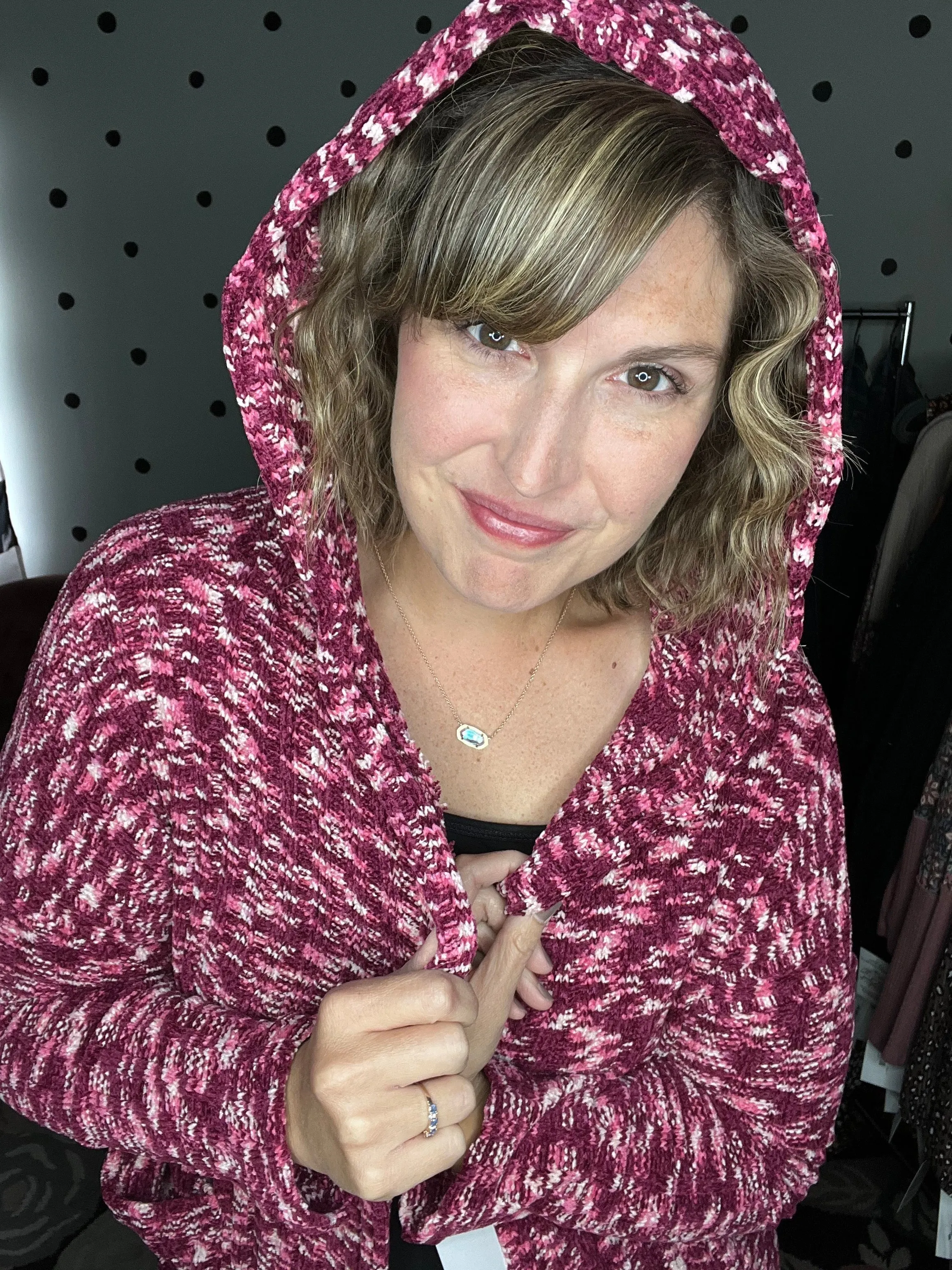 Knitted Chenille Hooded Cardigan