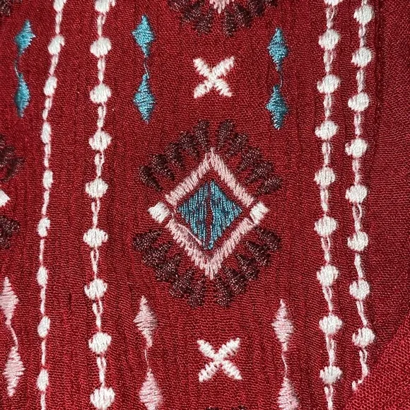KNOX ROSE maxi embroidered tiered boho gauze 2 pockets 46” long NEW size 2X