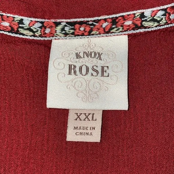 KNOX ROSE maxi embroidered tiered boho gauze 2 pockets 46” long NEW size 2X
