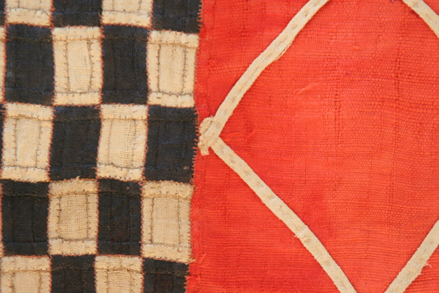 Kuba Cloth African Textile Orange Black -Congo 20" X 132"
