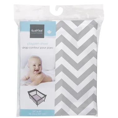 Kushies Playpen Sheet - Grey Chevron