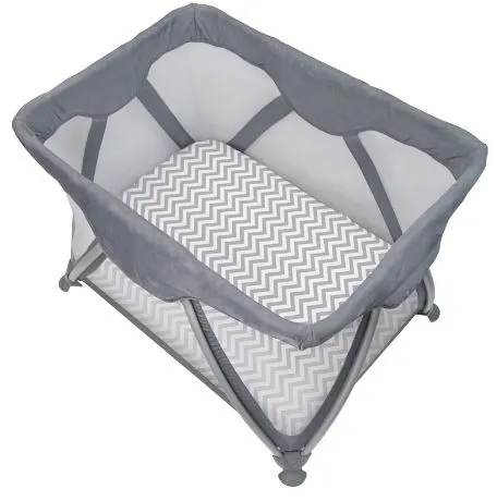 Kushies Playpen Sheet - Grey Chevron