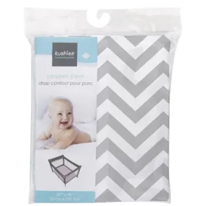 Kushies Playpen Sheet - Grey Chevron