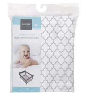 Kushies Playpen Sheet - Grey Ornament