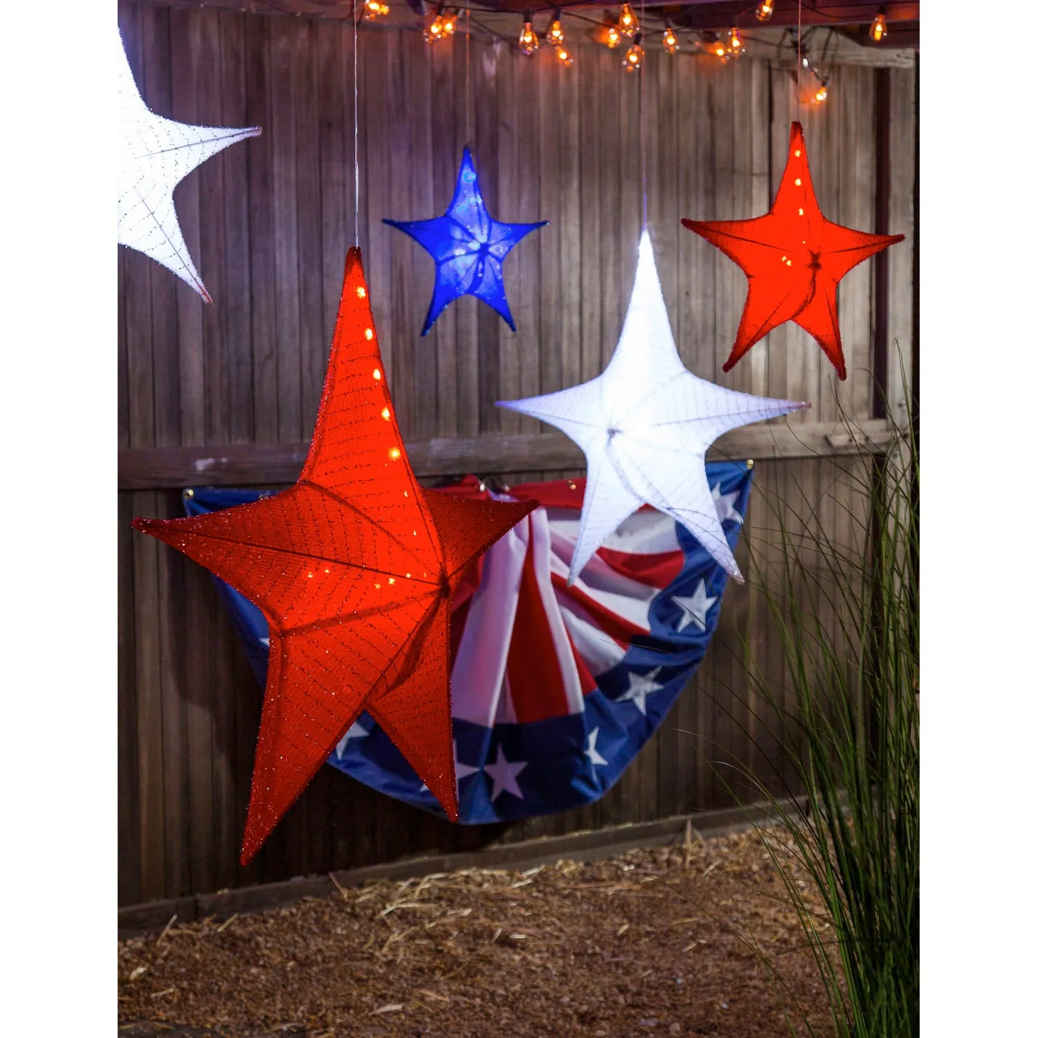 Lighted Fabric Star, Large, Red,45st347bl