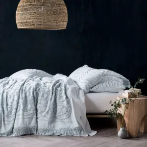 Linen House King Bed Cover Soft Blue Somers Throw