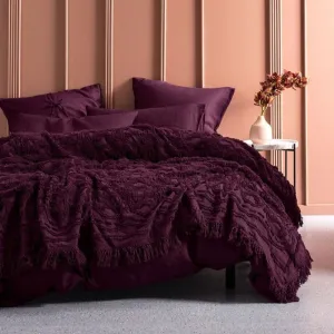 Linen House King Bed Cover Wine Somers Throw