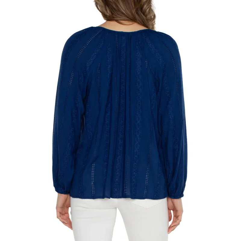 Liverpool Shirred Blouse with Neck Ties
