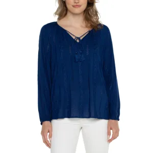Liverpool Shirred Blouse with Neck Ties