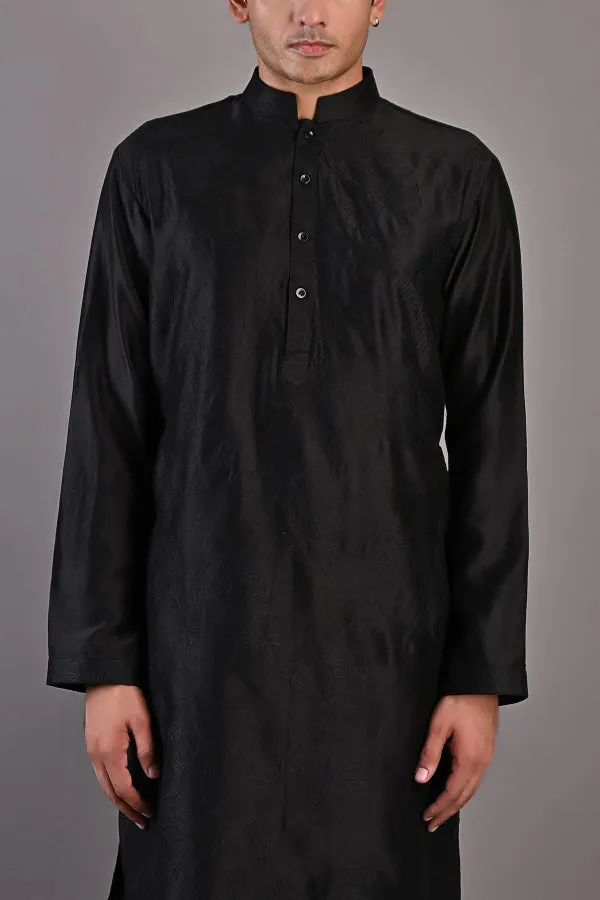 Lupine - Black Abstract Embroidered Kurta Set
