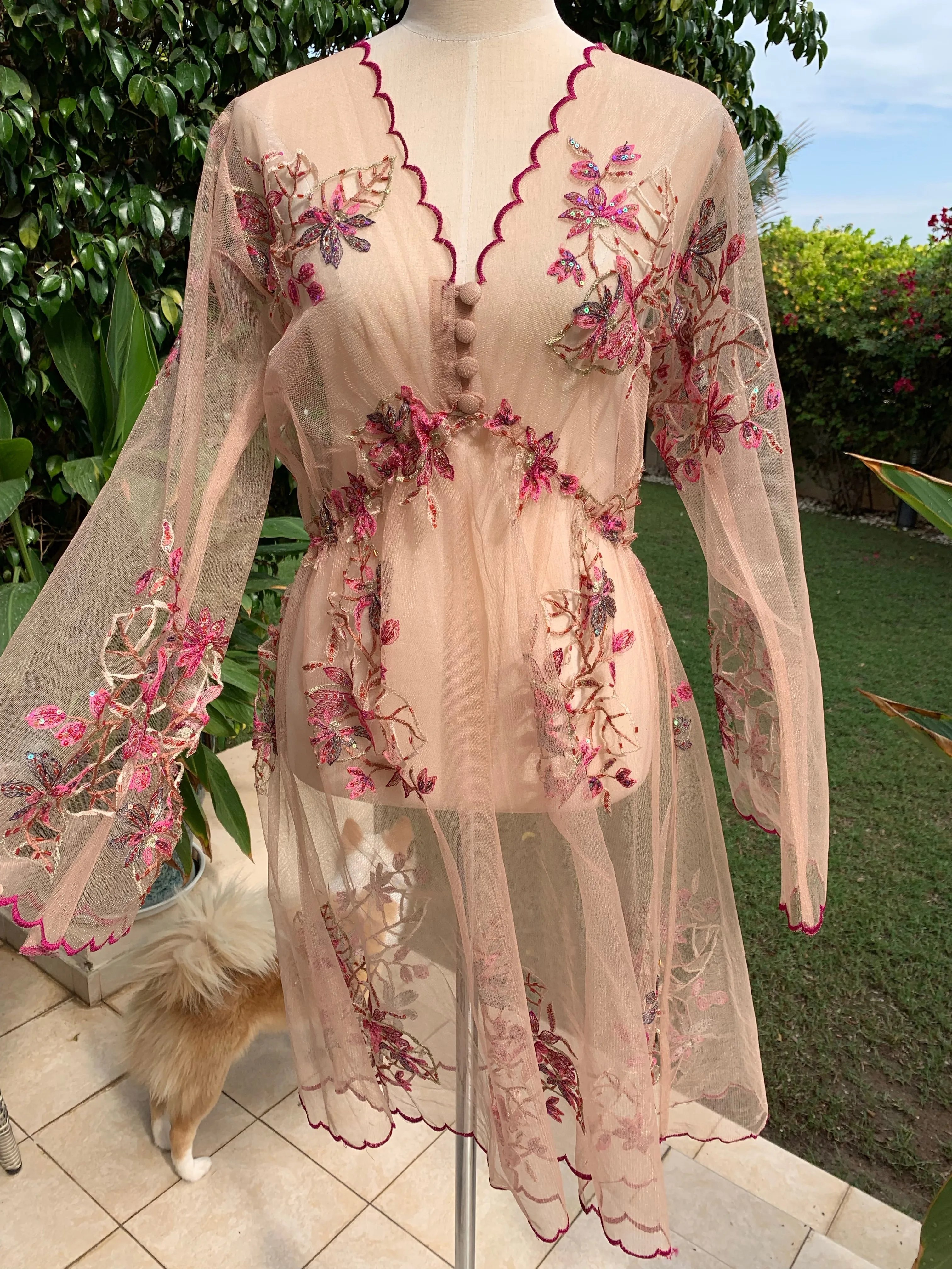 Luxurious laser cut, embroidered dress
