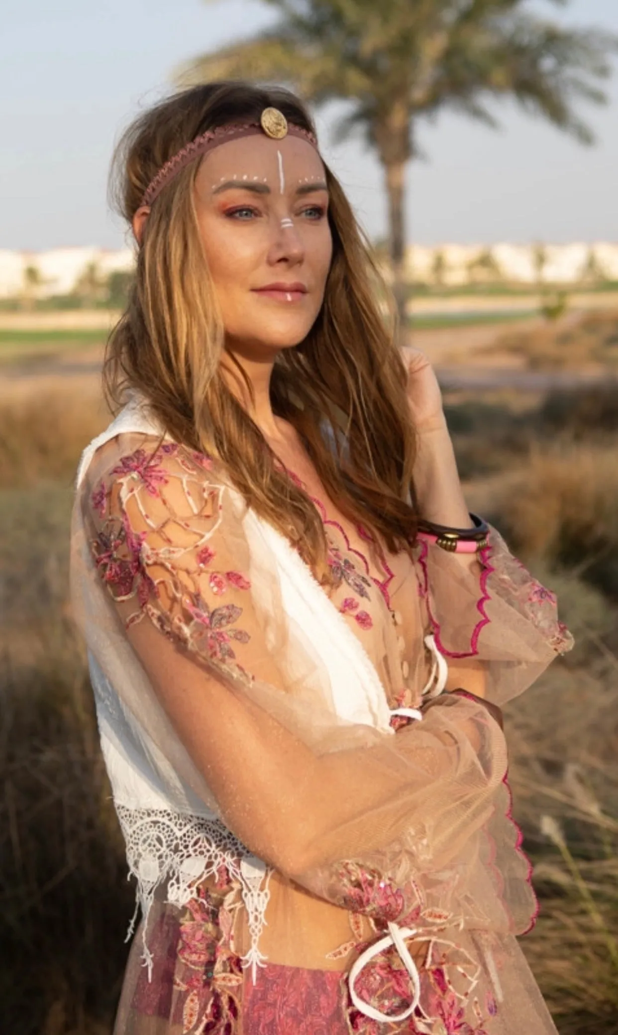 Luxurious laser cut, embroidered dress