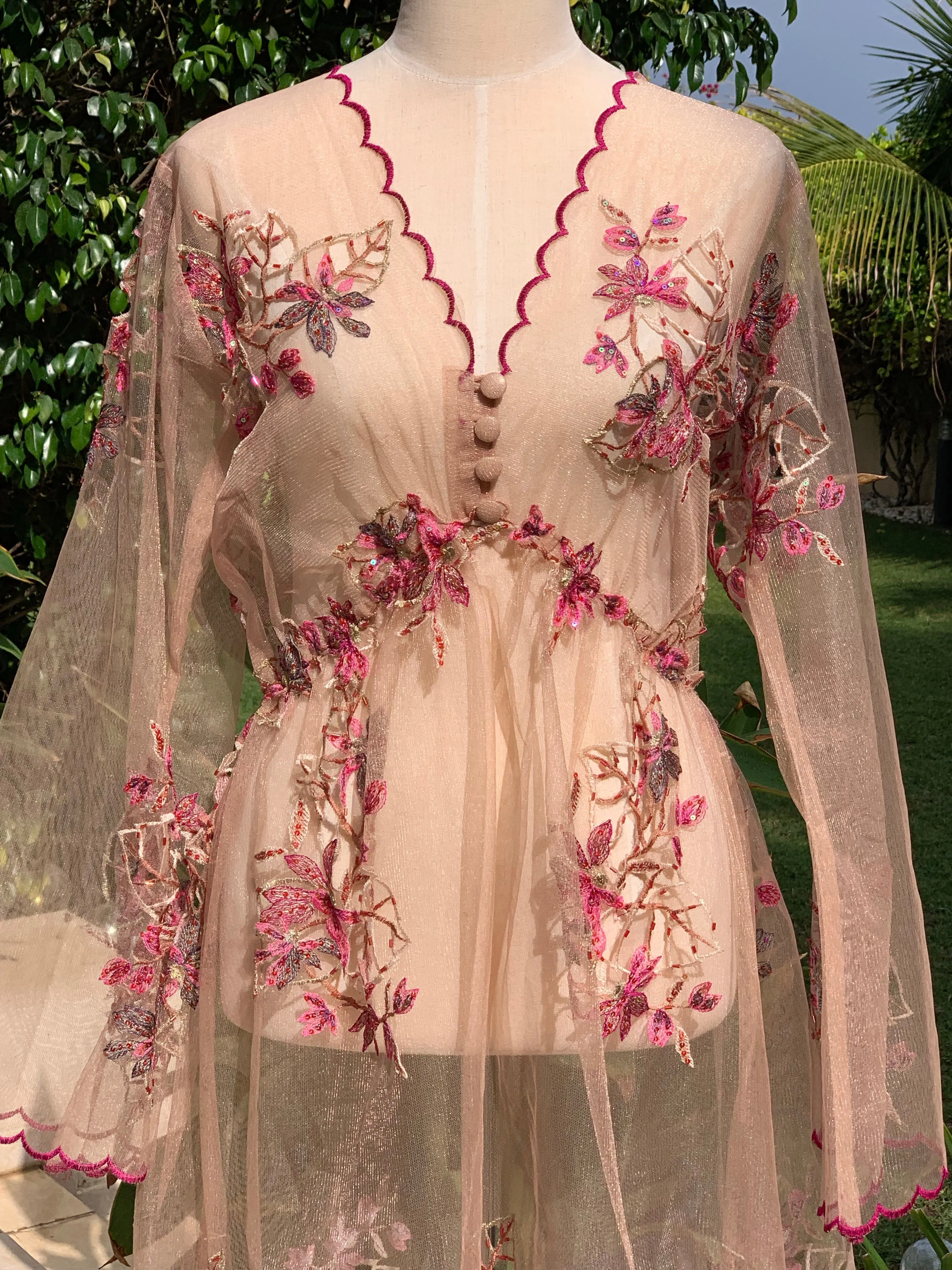 Luxurious laser cut, embroidered dress