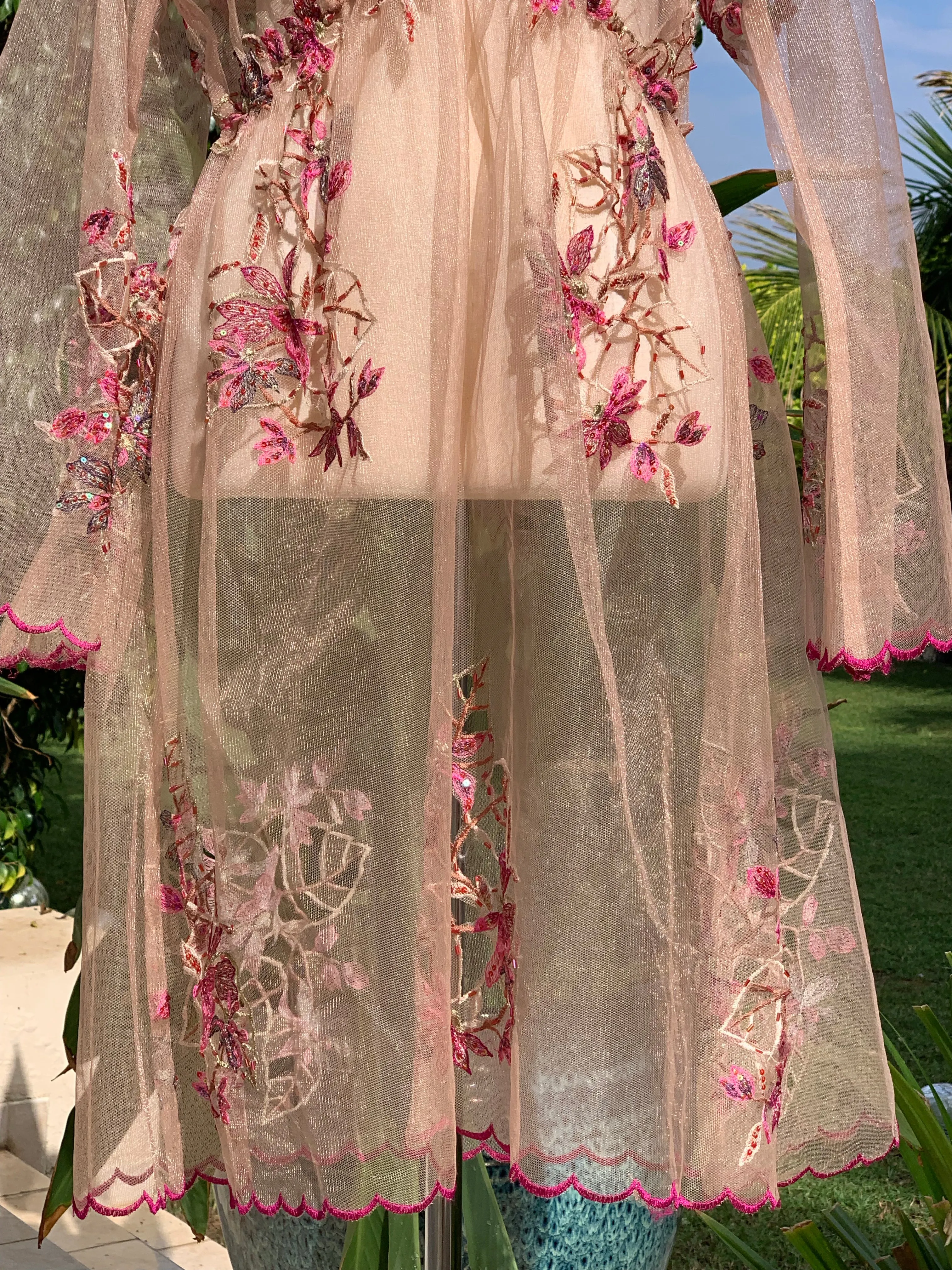 Luxurious laser cut, embroidered dress