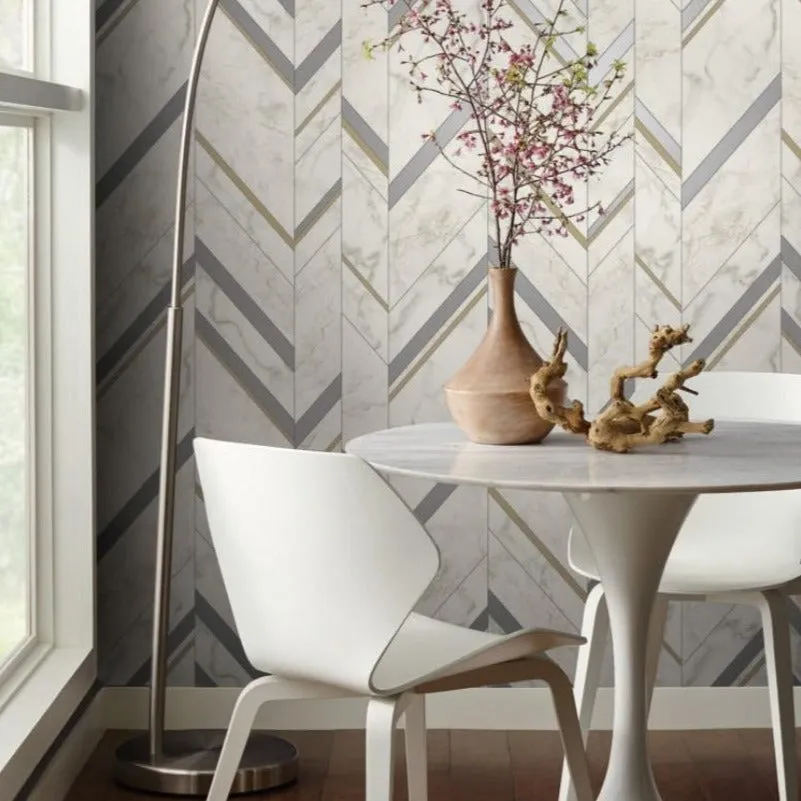 Marble Chevron Wallpaper (56 SqFt)