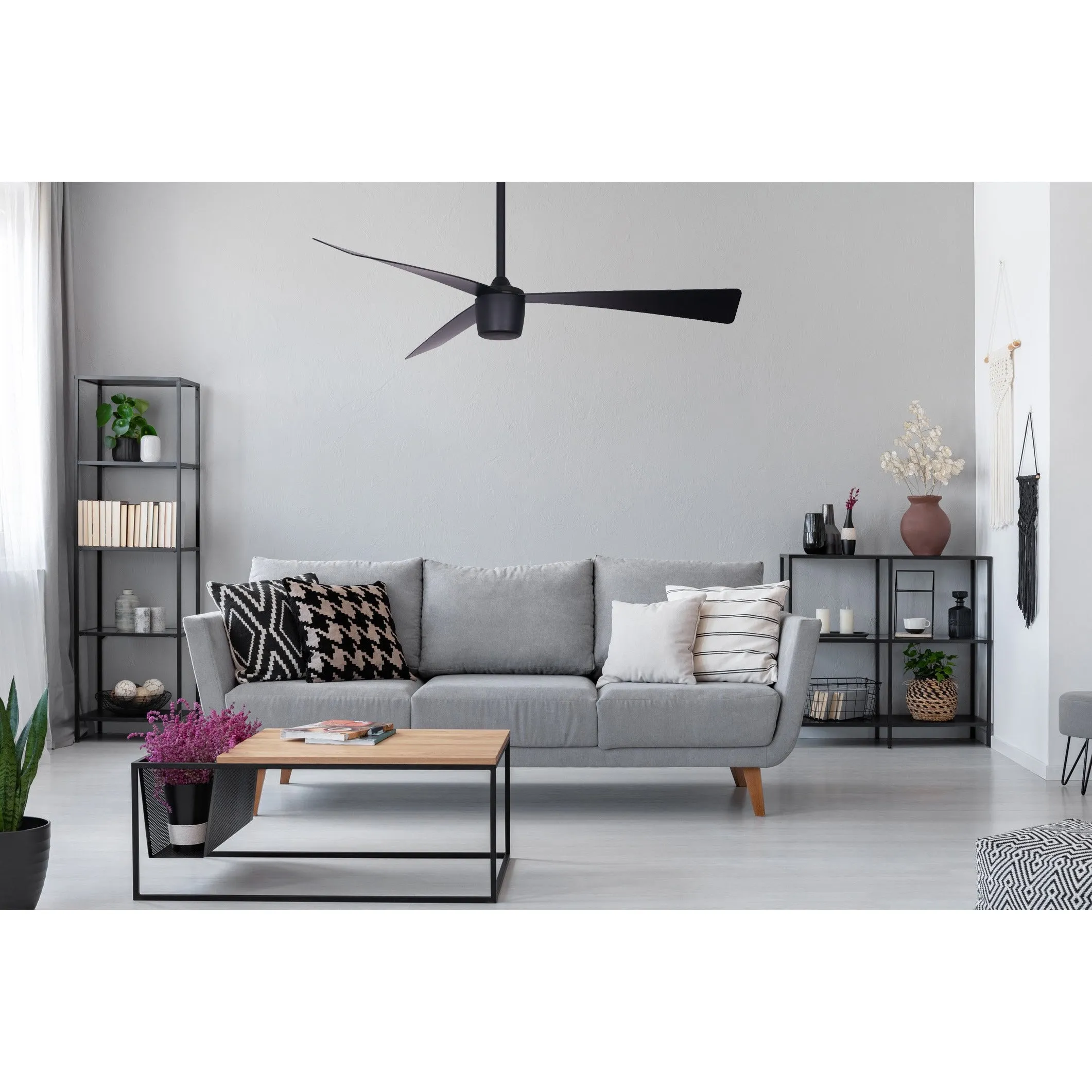 Matte Black Star 7 Ceiling Fan 52" With Led light and Remote