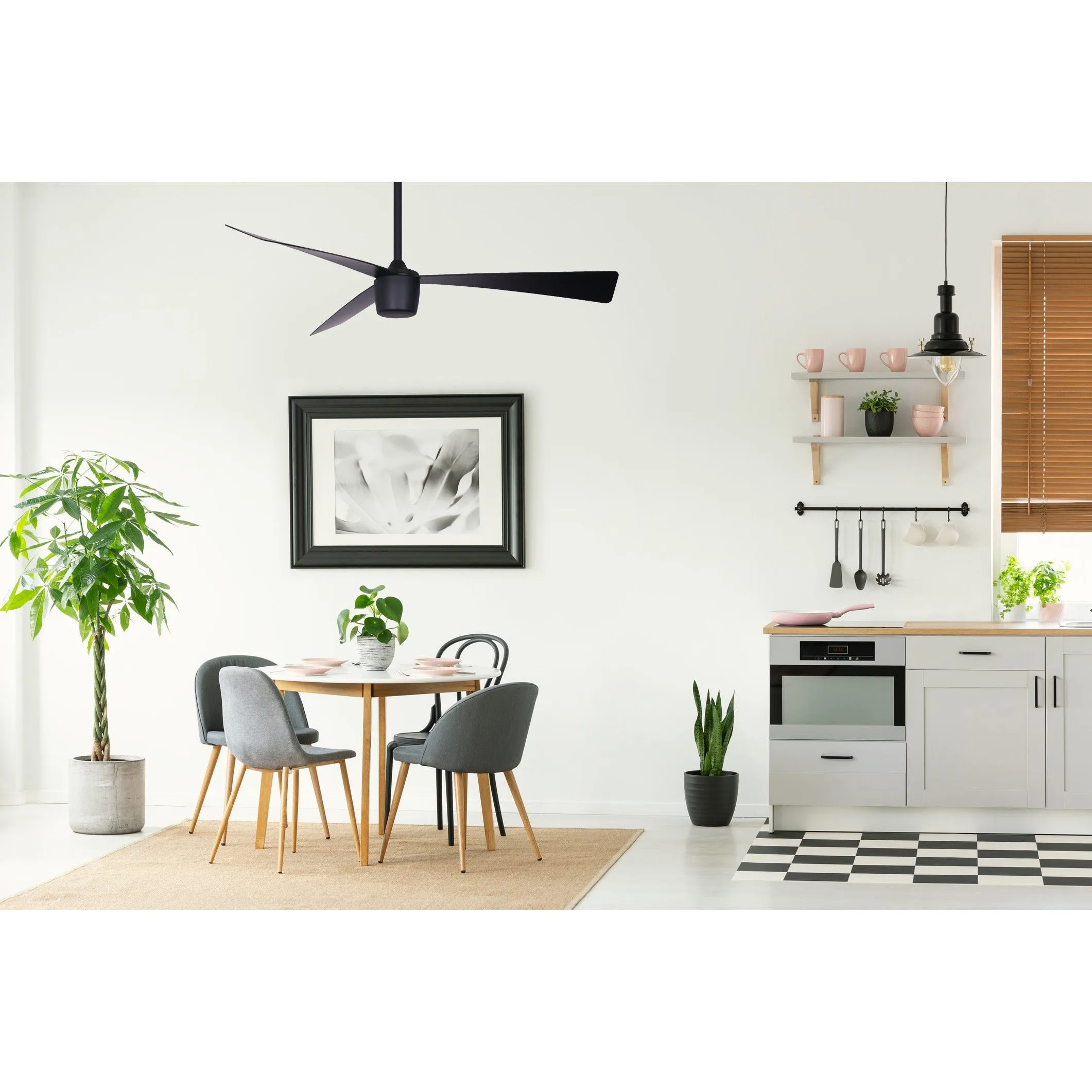 Matte Black Star 7 Ceiling Fan 52" With Led light and Remote