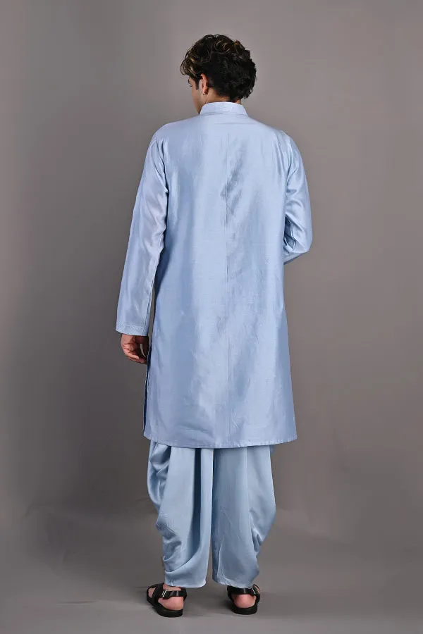 Mazus - Light Blue Abstract Embroidered Kurta Set