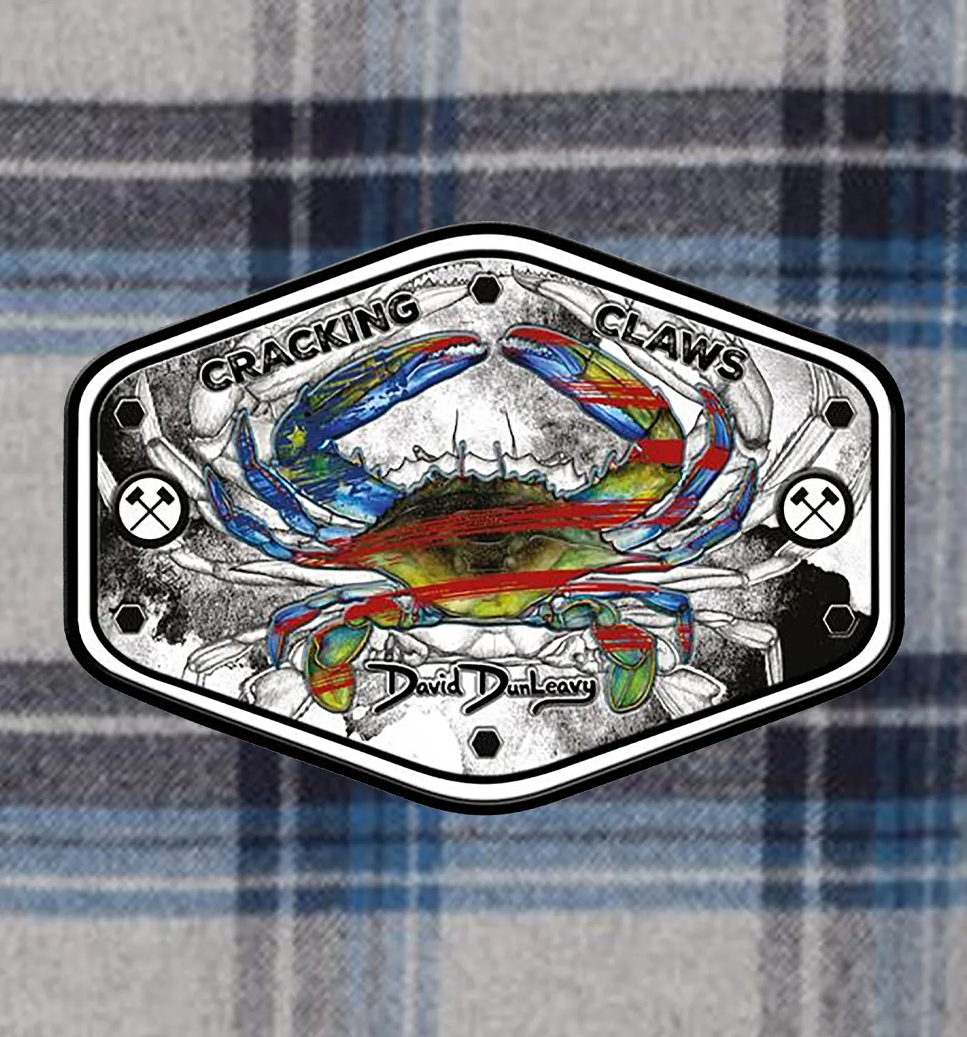 Men’s Blue Crab Flannel Shirt Grey Blue