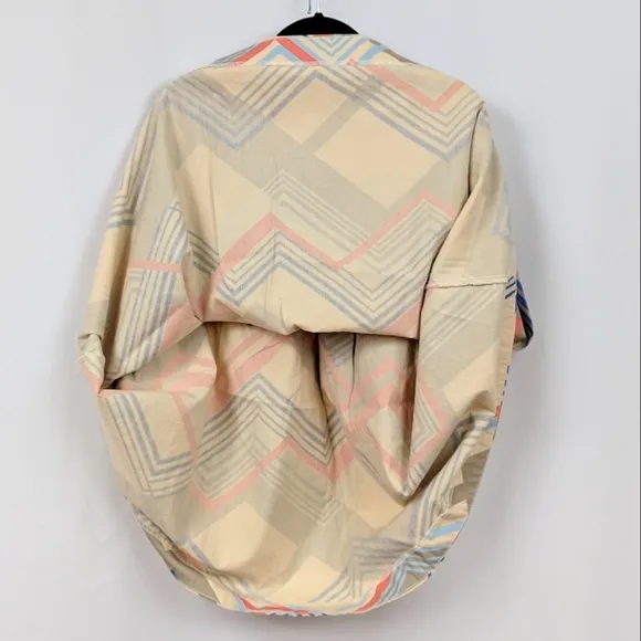 Merona Skirt Zigzag Chevron Geometric Side Zip Tan Blue Orange size 18 NWOT