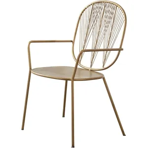 Metal Solid Seat Accent Chair in Gold (Set of 2)