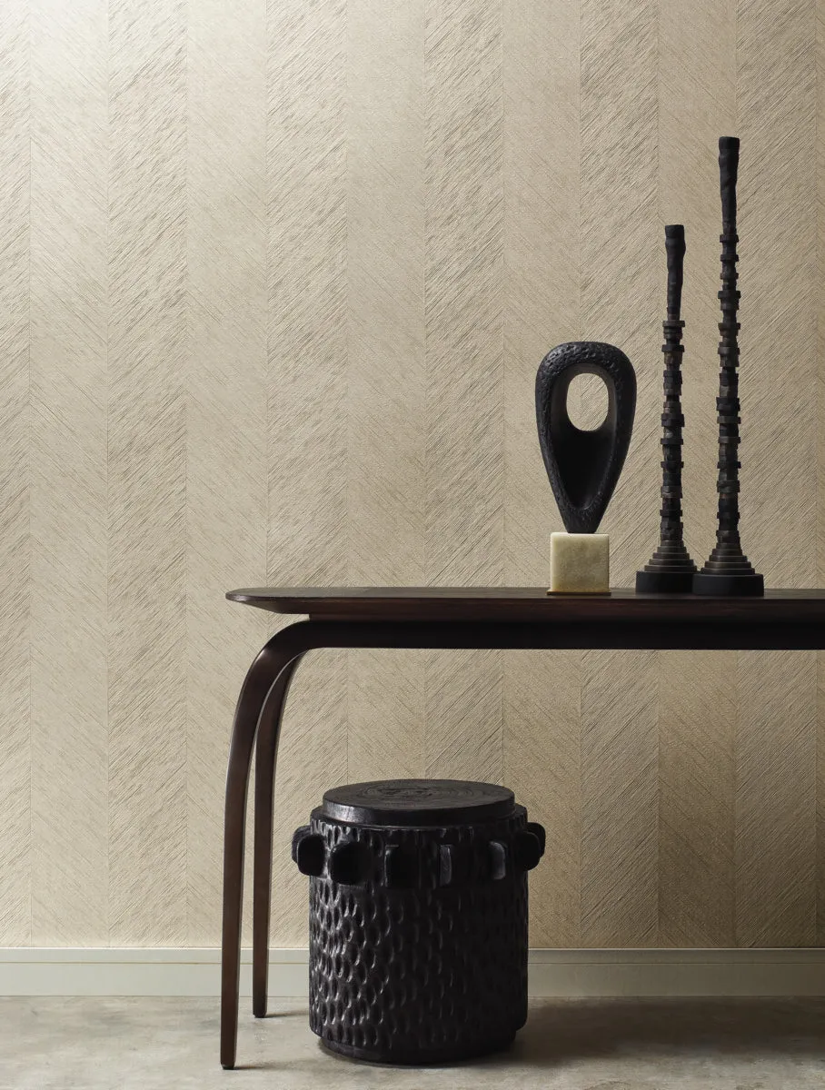 Metallic Chevron Wallpaper Cream (per Yard)