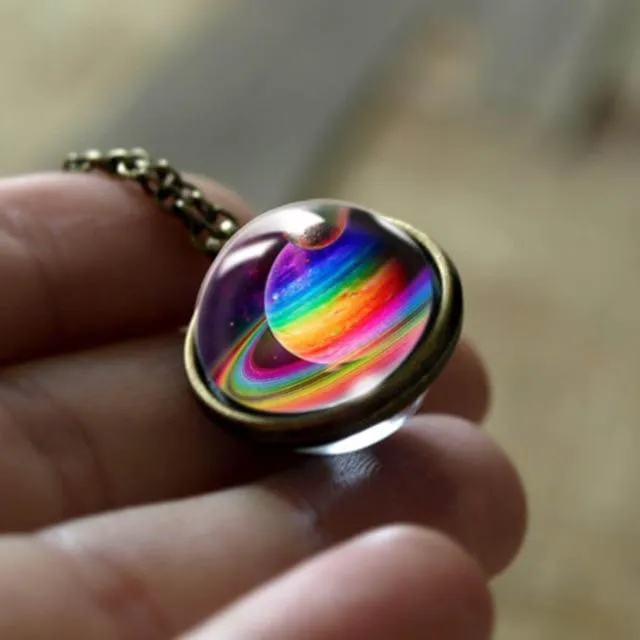 Milky Way Galaxy Double Sided Universe Pendant Necklace