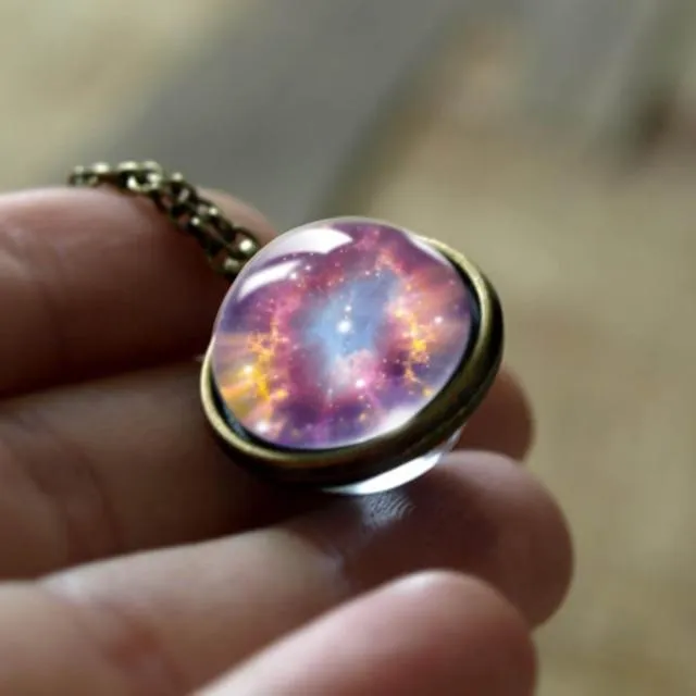 Milky Way Galaxy Double Sided Universe Pendant Necklace