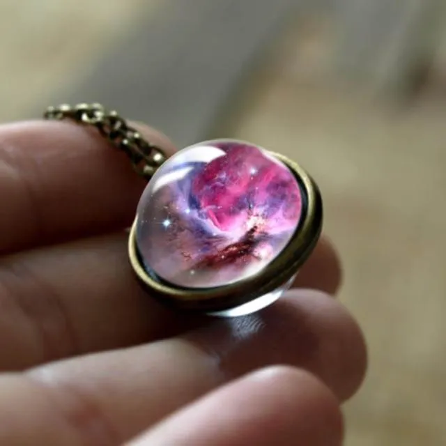 Milky Way Galaxy Double Sided Universe Pendant Necklace