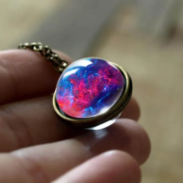 Milky Way Galaxy Double Sided Universe Pendant Necklace