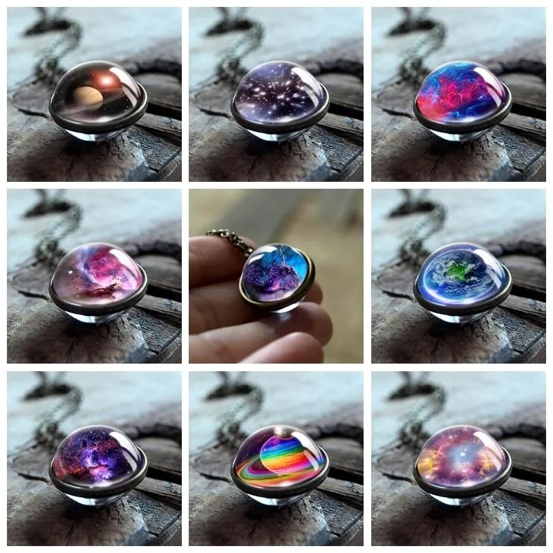 Milky Way Galaxy Double Sided Universe Pendant Necklace