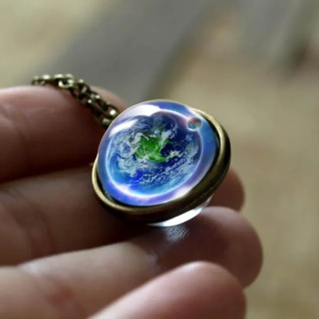 Milky Way Galaxy Double Sided Universe Pendant Necklace