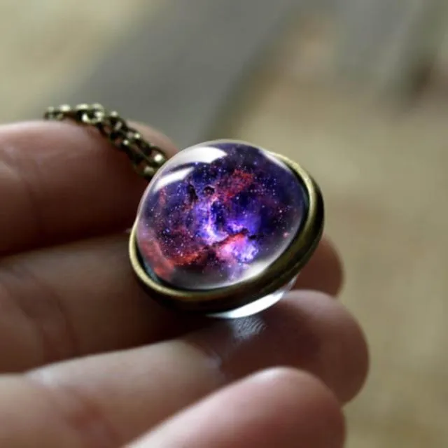 Milky Way Galaxy Double Sided Universe Pendant Necklace