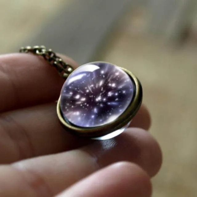 Milky Way Galaxy Double Sided Universe Pendant Necklace