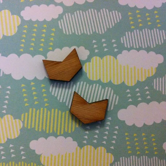 Mini Chevron Cabochons Bamboo - 10 Pairs
